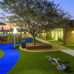 School playground with artificial grass