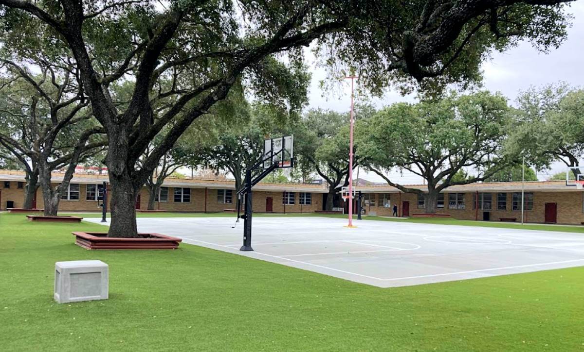 Alternate angle of the artificial grass project at holy ghost catholic school