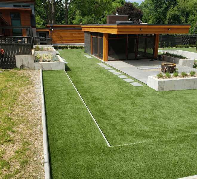 Residential backyard bocce ball court