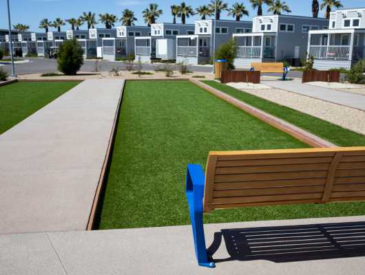 Bocce ball court installed by SYNLawn