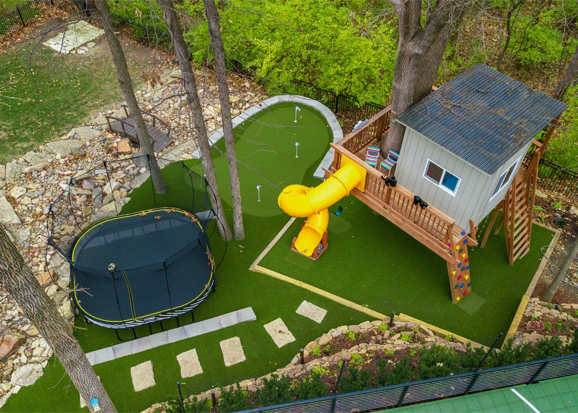 Backyard Playground backyard Mississippi playground turf installation and putting green