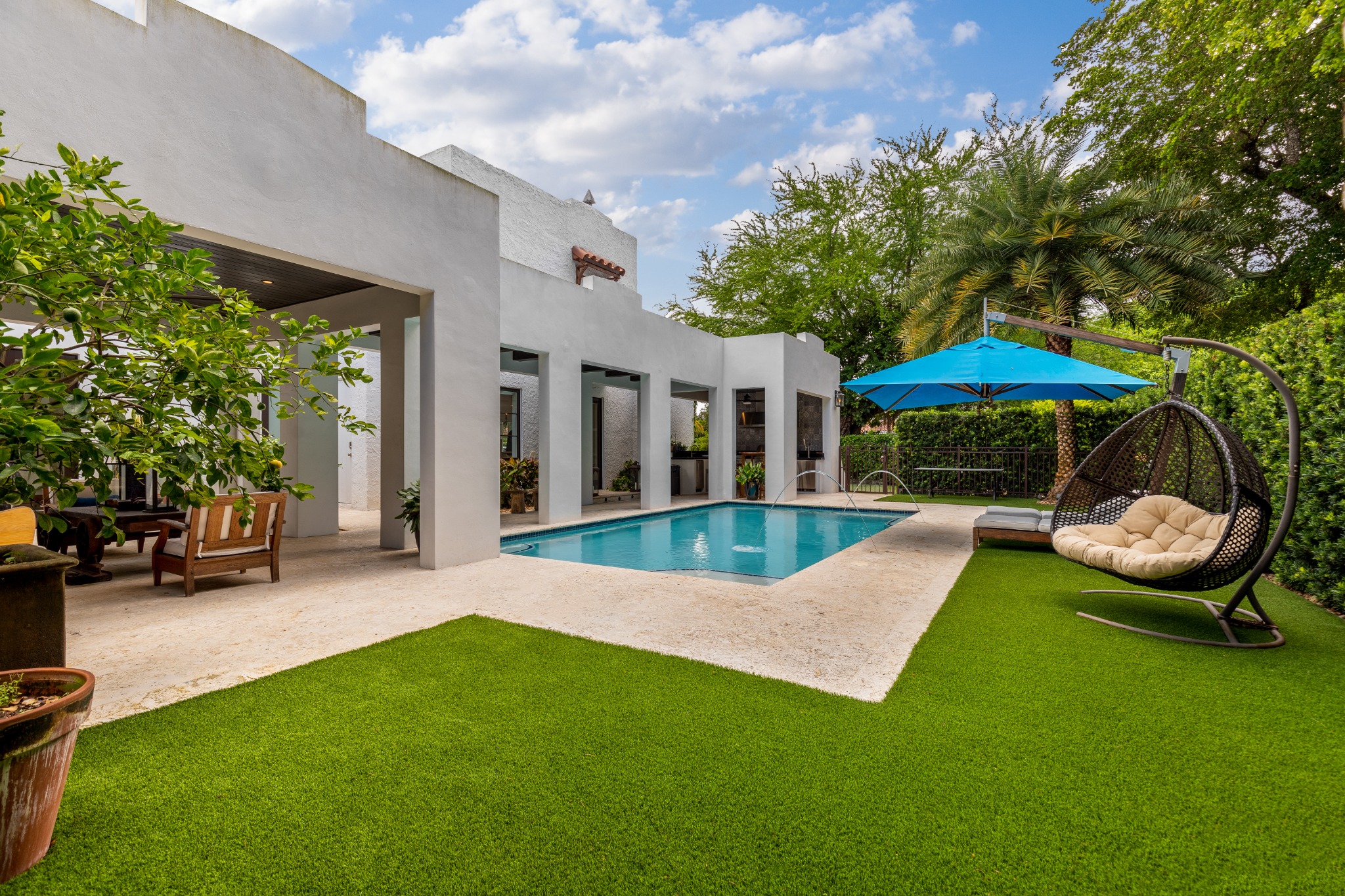 Mississippi Grass Modern Poolside Backyard